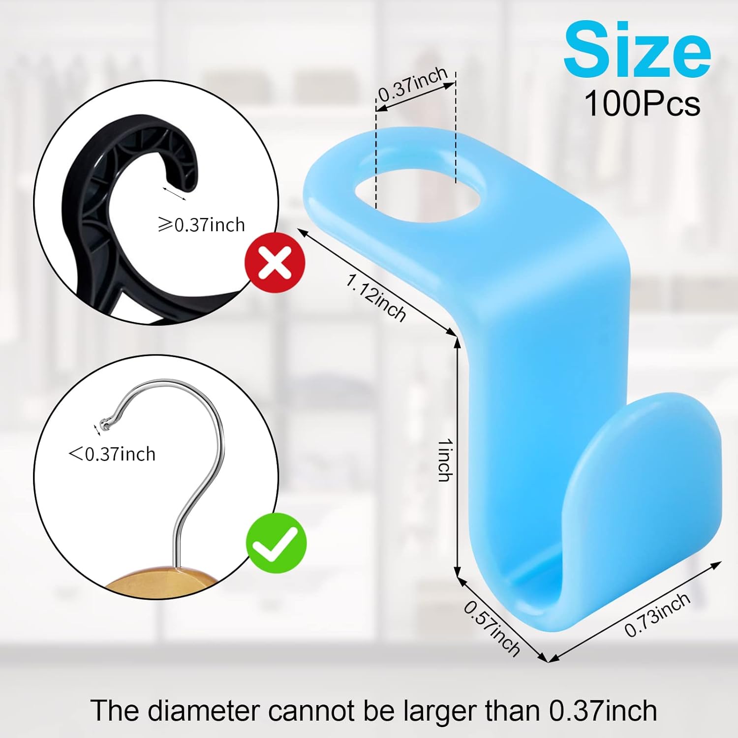 100 count Hanger Connector Hooks, Space Saving Hooks and Clips for Plastic Hangers (5 Color) 100 count Hanger Connector Hooks, Space Saving Hooks and Clips for Plastic Hangers (5 Color)