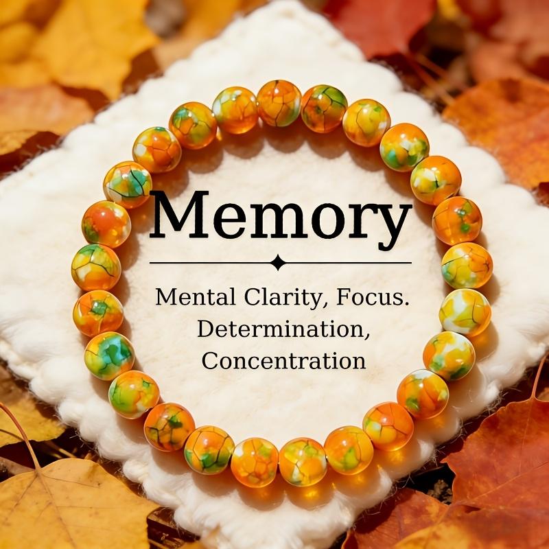 [Rain Flower Stone Bracelet] A Smooth Orange-Yellow Rain Flower Stone Bracelet That Attracts Wealth, Handcrafted And Elastic, Symbolizes Fortune And Luck, Suitable for Both Men And Women, Perfect for Everyday Wear And As a Gift