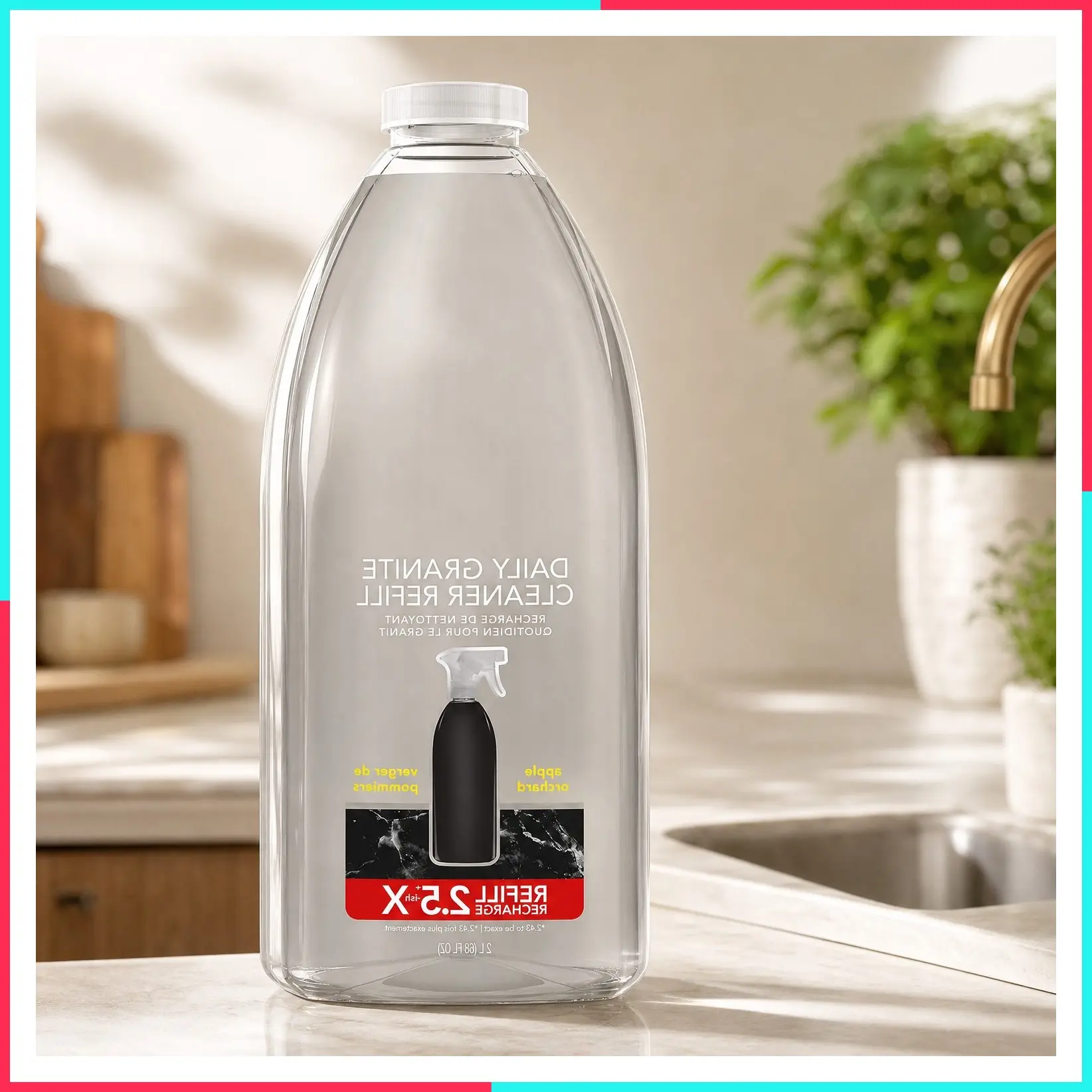 Daily Granite Cleaner Refill, Apple Orchard, 68 fl oz | Cleans and Polishes Granite, Marble, and Other Sealed Stone