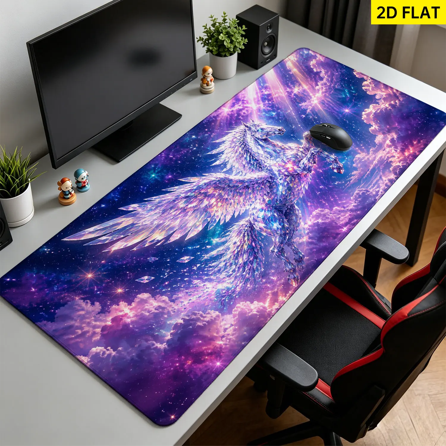 Extra Large crystal pegasus galaxy Mouse Pad,Non Slip Rubber Pad,Desktop Decoration Drotection Pad,Washable,Lock Edge Multi Size,Premium Multipurpose Mousepad For Home,Office,Gift for Family and Friends