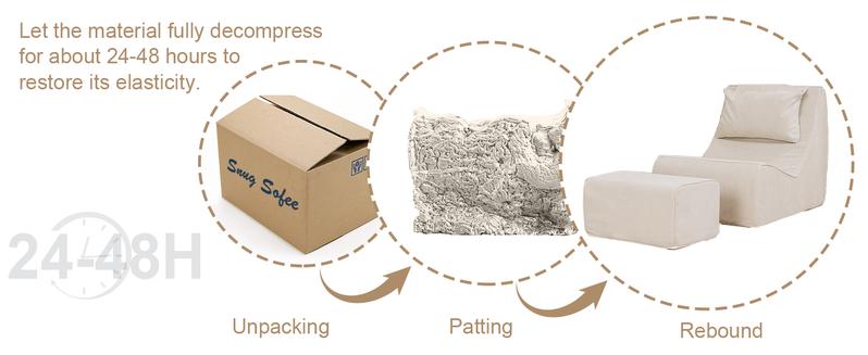 Giant Bean Bag Chair for Adults - Indoor Chaise Lounge with Neck Pillow & Ottoman, All-in-One Sponge Design, Comfy Floor Chair for Reading, Gaming, Napping, and Movies (Khaki)