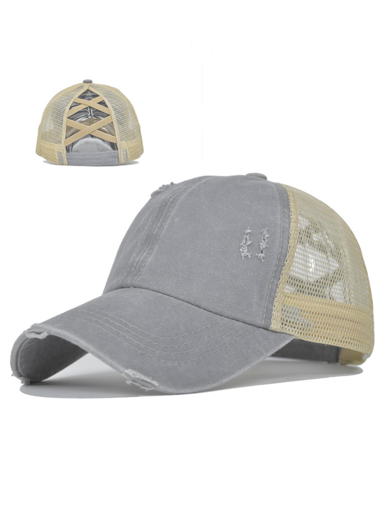 Women's Pony Hat, High Ponytail, Girls' Messy Bun Caps, Camouflage Bad Hair Day Adjustable Dad Hat, Stylish Trucker Hat.