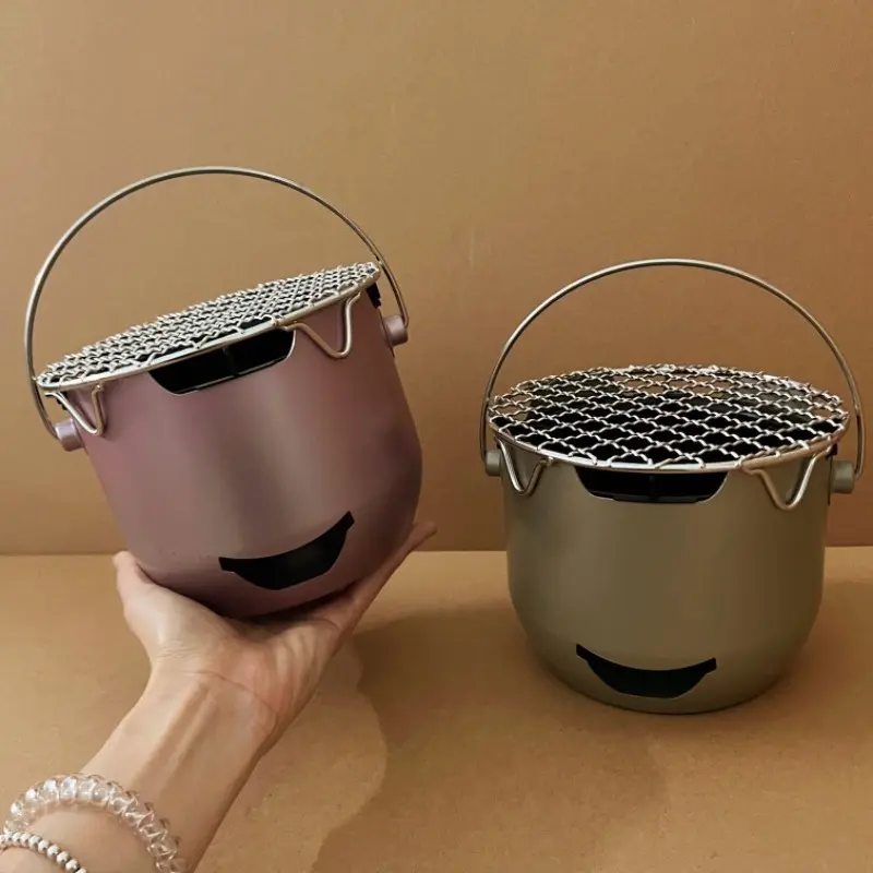 Selling like hotcakes online mini charcoal stove, outdoor portable, home-use barbecue, stainless steel stove for surrounding tea boiling, olive alcohol, Korean-style barbecue stove