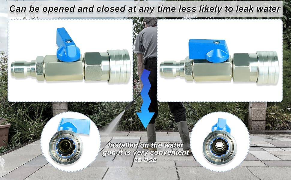 High Pressure Washer Ball Valve Kit 3/8 NPT Quick Connector 4500 PSI for Washer Hose