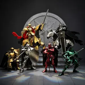 Multi-Jointed Medieval Knight Warhorse Model, Retro Armor Figure Decorative Display, Vintage Warrior Desktop Collection Toy Gift