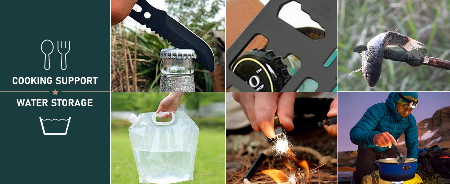 Survival Kit, 262Pcs Survival Gear and Supplies with First Aid Kit Pouch and Crossbody Bag, Emergency Kit with Tent, Camping Axe Hammer, Survival Shovel w/Pick, Bug Out Bag Gifts for Men Women Large Capacity Tactical Backpack outdoor tactical bag backpack