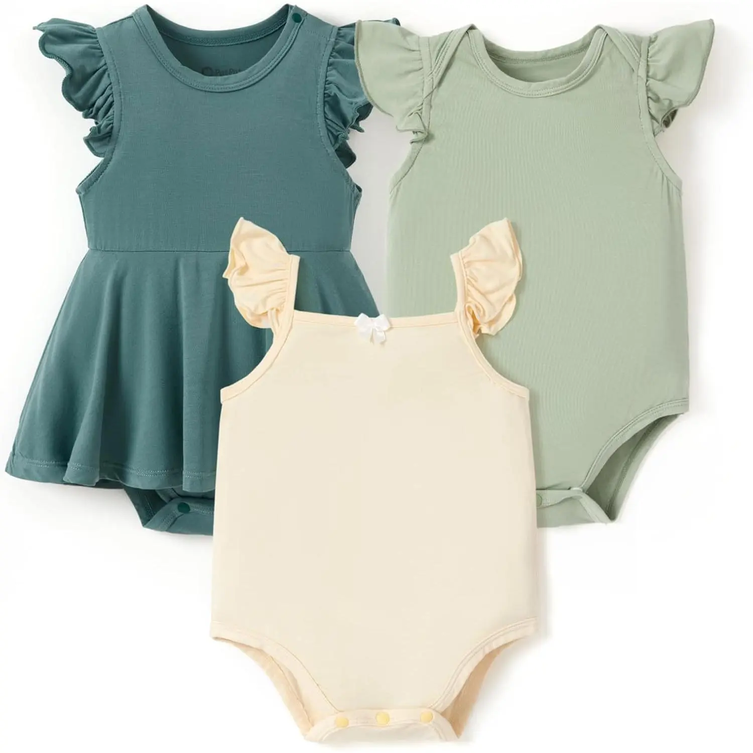 Baby Girl Bodysuits 3-Pack - Soft Bamboo Viscose Summer Outfits for Newborn Infant and Toddler