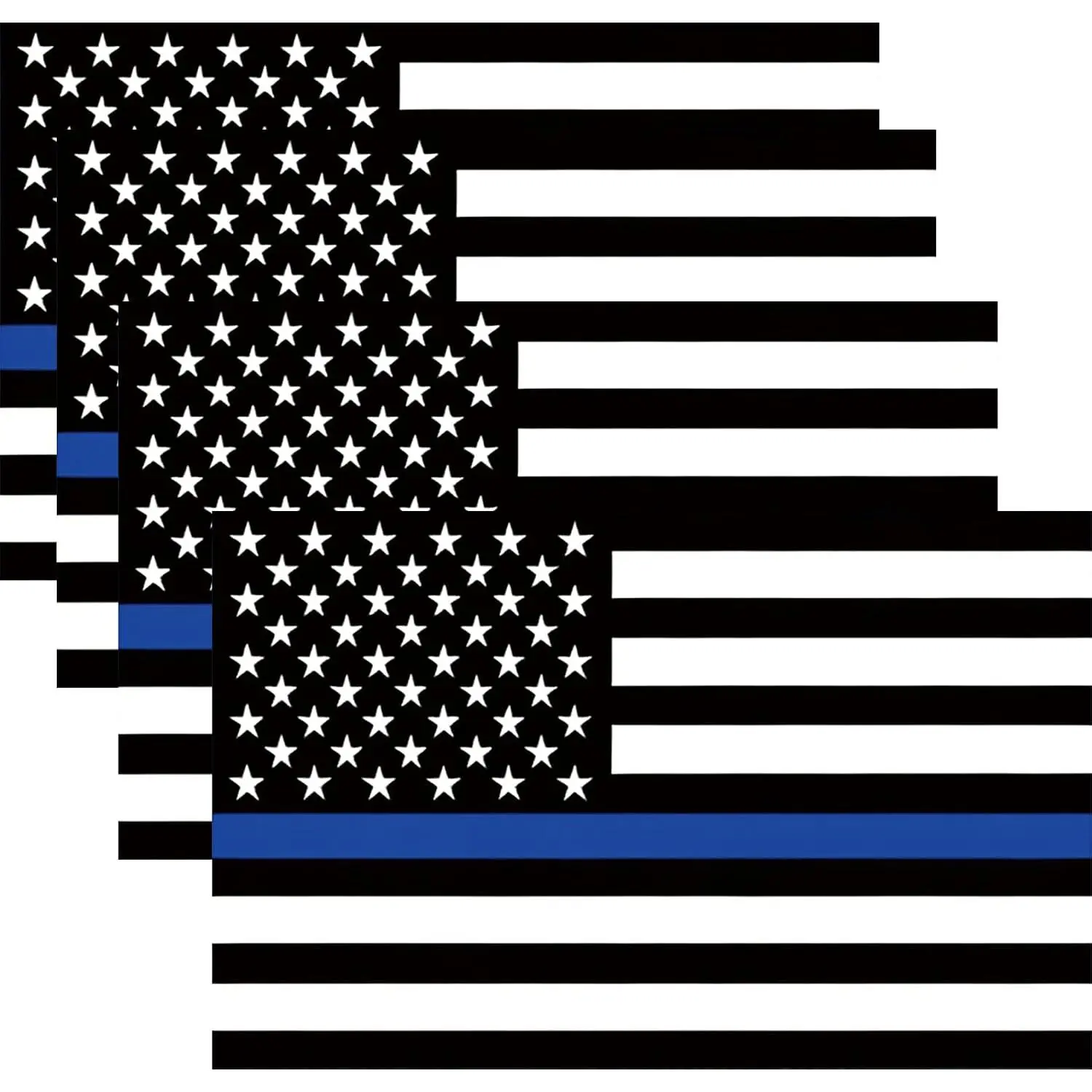 New Update 4 PCS US Flag Decal Packs with Thin Blue Line for Cars & Trucks Stickers, 5 3.1 inch American USA Flag Decal Sticker Honoring Police Law Enforcement Vinyl Window Bumper Tape