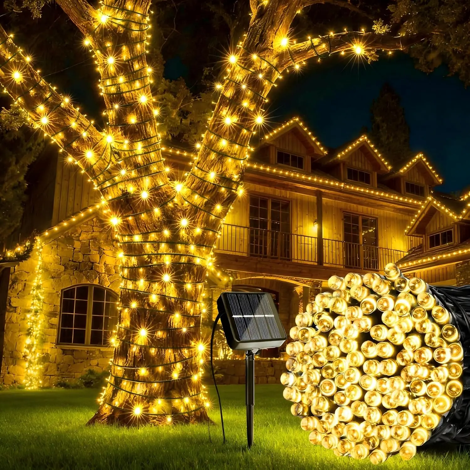 Solar String Lights Outdoor , 39FT 100LED, Warm White | Solar  String Lights 8 Lighting Modes, Twinkle String Light for Outside Garden Patio Yard Tree Wedding Christmas Decor