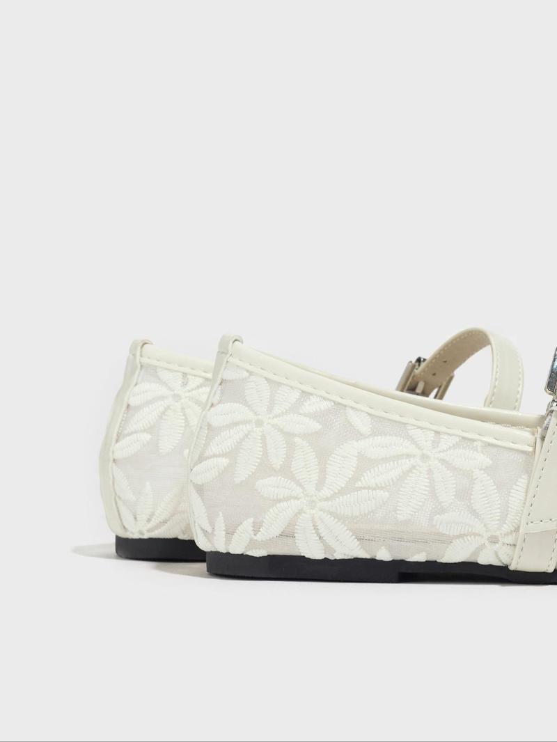 Women's Elegant Lace Pattern Ballet Flats, Ballerina Flats, Fashionable Pointed Toe Flat Shoes for Summer, Lightweight Breathable Comfortable Shoes for Daily Wear, Girl