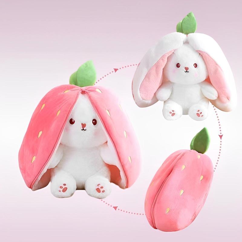 Cute Strawberry Rabbit Design Plush Toy, Stuffed Animals, 1 Count Creative Doll Birthday Gift, Sleeping Pillow, Festival Decoration