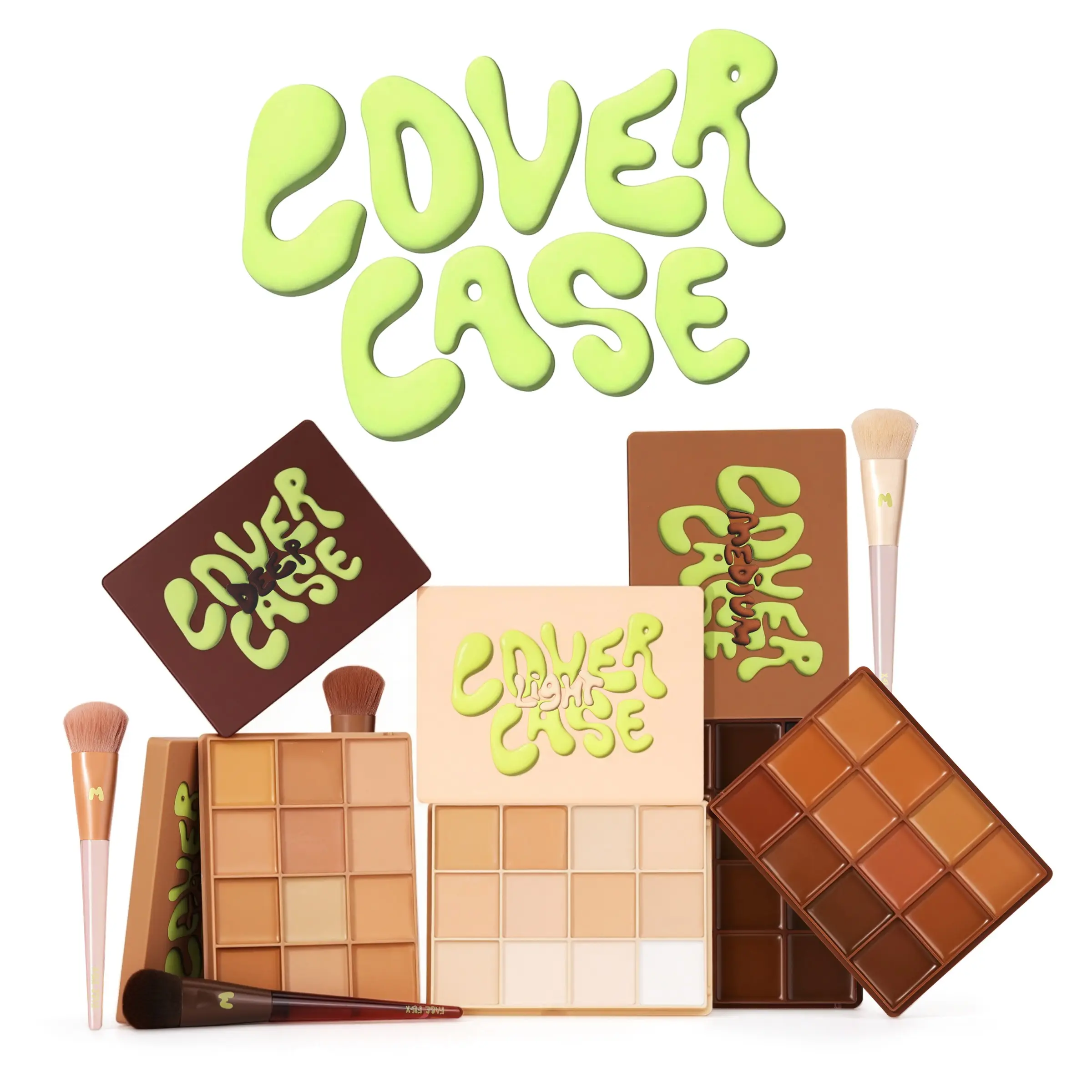 COVER CASE - 12 PAN FOUNDATION PALETTE WITH MAKEUP BRUSH*1 - MADE BY MITCHELL