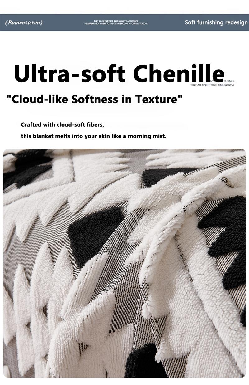 Bohemian Plush Sofa Throw Blanket, Geometric Pattern Design, Pet-Friendly, All-Season Use, Home Decor, Sofa Couch Covers, Sofa Slipcover