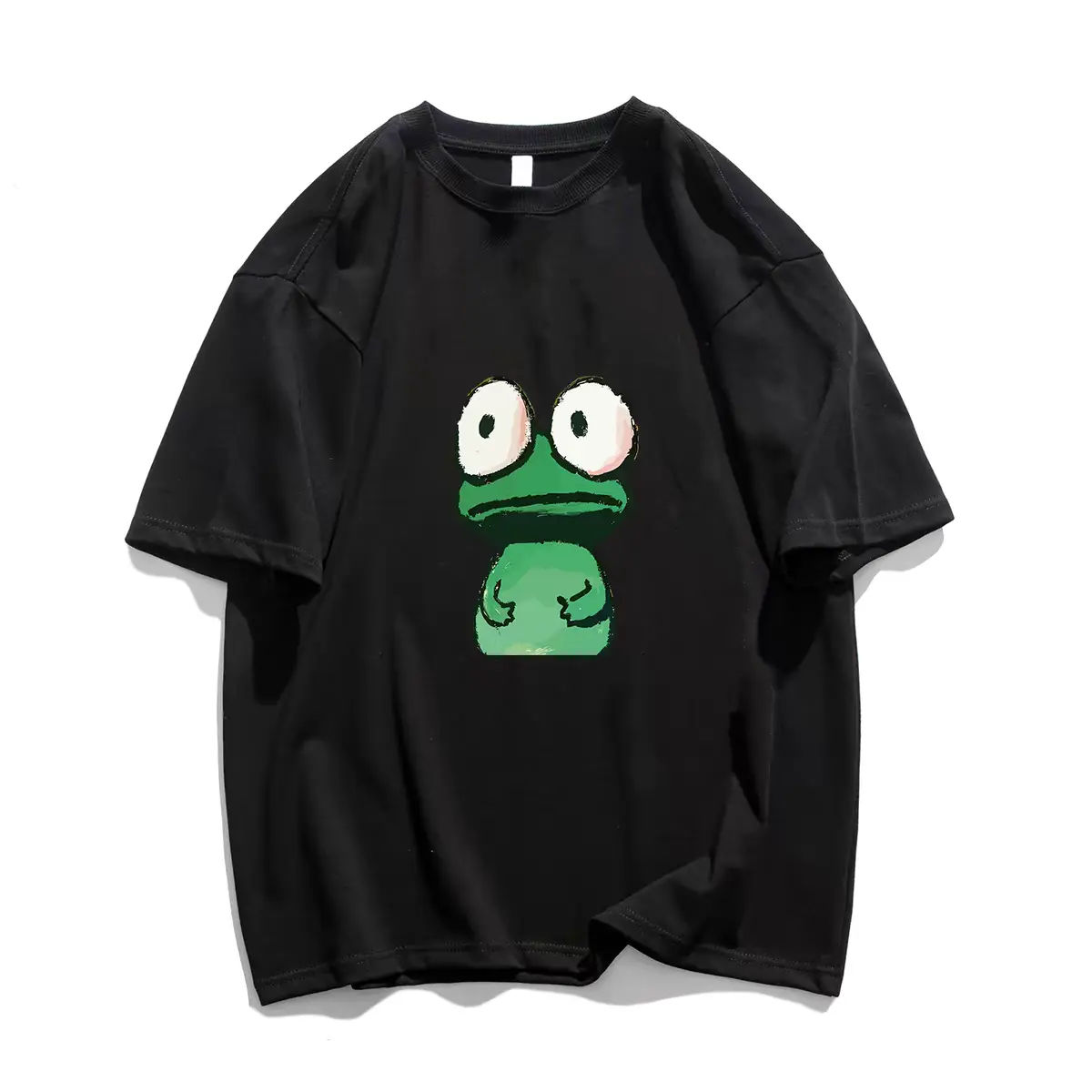 Unisex Funny Frog Animal Tee - 100% Cotton Casual Streetwear Short-Sleeve Sports Top, Humorous Meme Aesthetic, Machine Washable, Shortsleeve, Round Neck, Relaxed Unisex, Fade-Resistant, Women, Sporty Chic