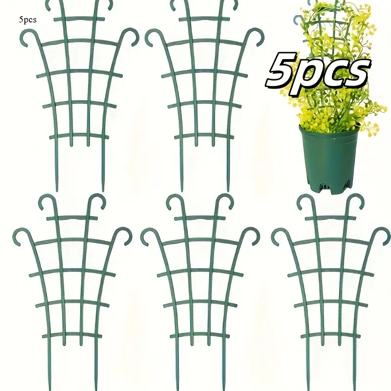 5-Piece Stackable Plant Support Rack, Plant Trellis, Durable Plastic Grid, Indoor Outdoor Use, Ideal for Grapevines, Roses, Vegetables, Patio, Lawn, Porch, Balcony