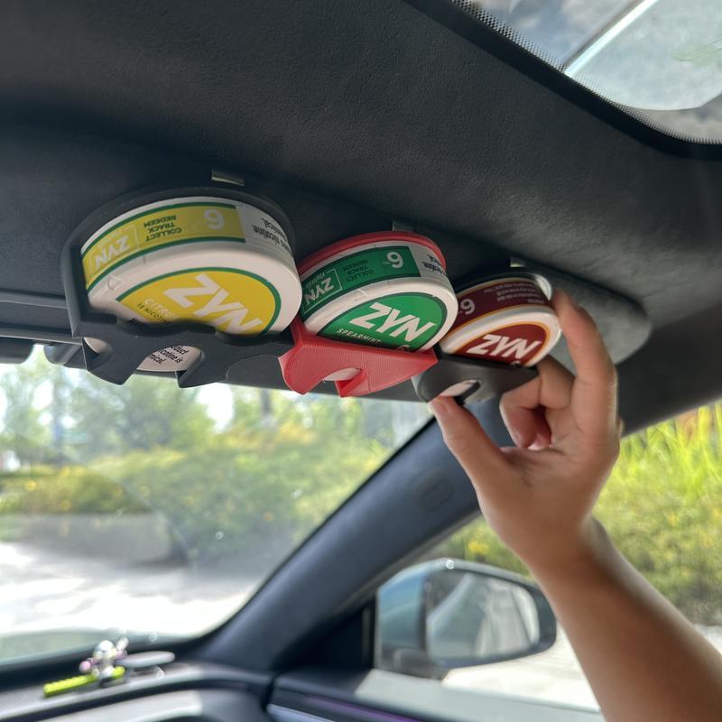 Dip Can Holder for Car Visor - Universal Clip-On Black Organizer, Compact & Durable Holder for Round Cans, Perfect for Trucks, Cars and SUVs,Essential Accessory for Zyn Pouches