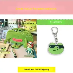 Funny Large Mouth Frog Plush Pencil Case, Ugly Cute Stain-Resistant Design, Large Capacity, Fashionable Look, Student Exclusive Stationery Bag