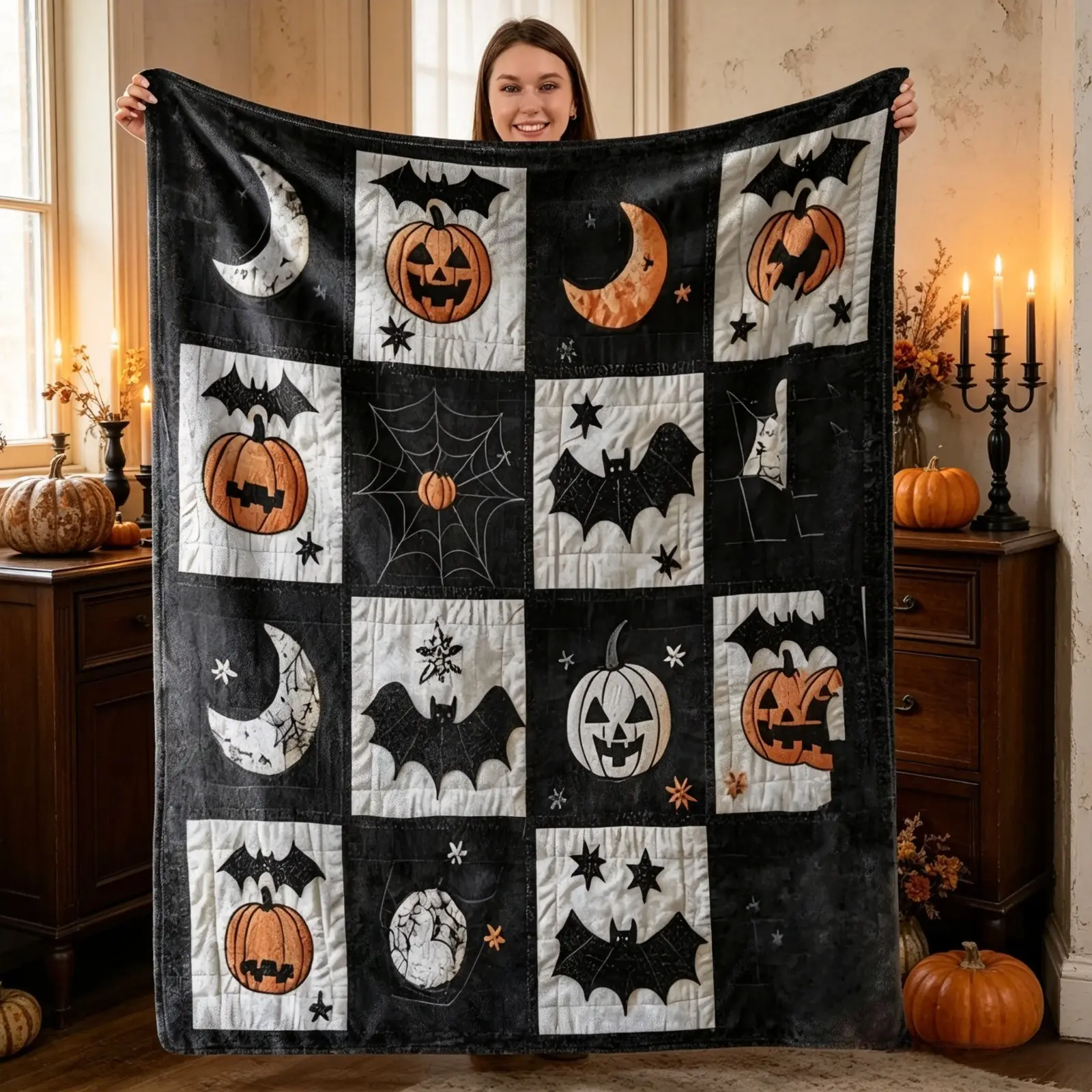 Halloween Horror Theme Flannel Throw Blanket Vintage Scary Print Soft Cozy Lightweight Flannel Blanket Air Conditioning Blanket For Living Room Sofa Bed Bedroom Camping Travel Fall Decor Holiday Gift