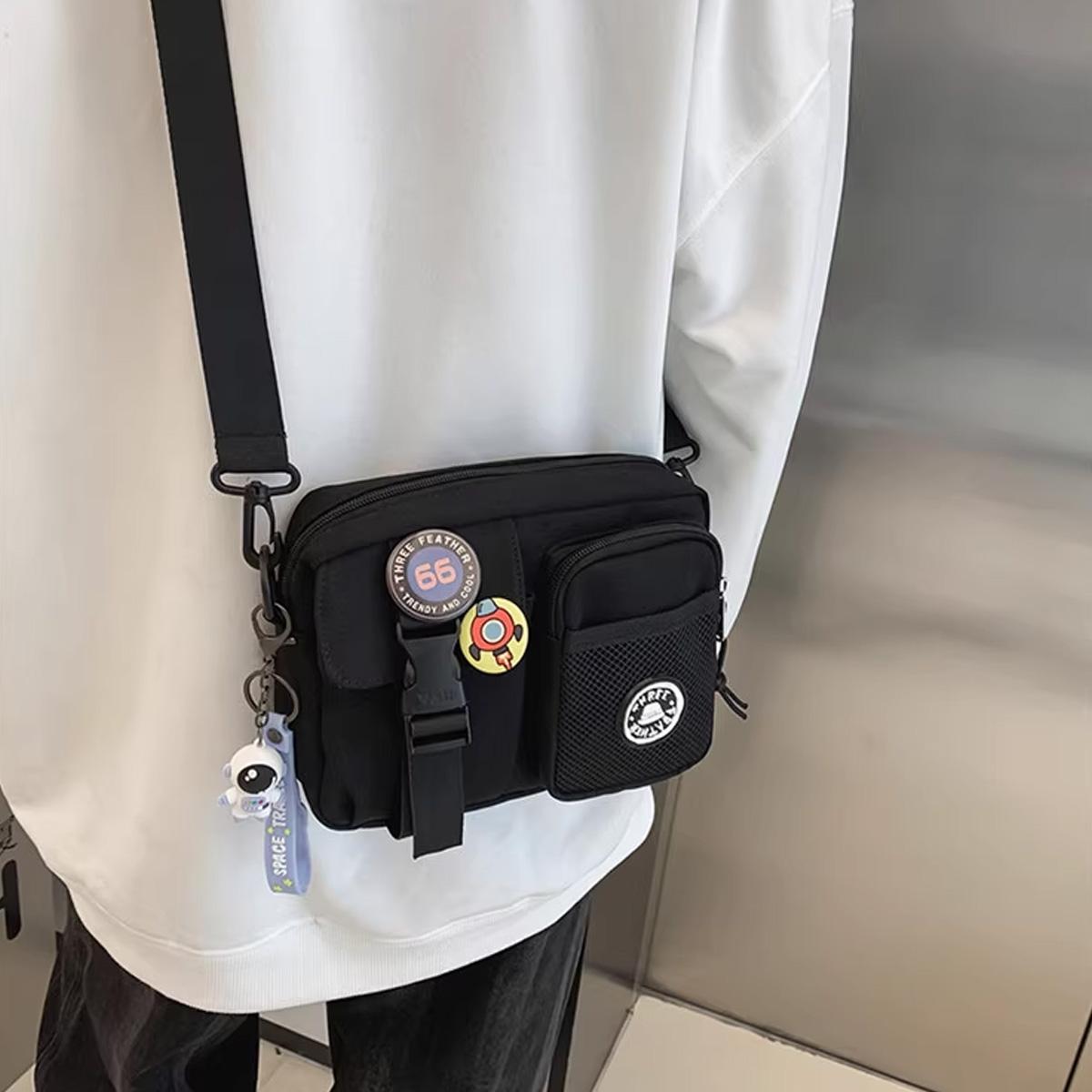 Unisex Crossbody Phone Bag | Multi-pocket, High-Quality | Daily Commuting & Shopping Bag (Random Badge) Stylish, Practical everyday Shoulder Bag Unisex Crossbody Phone Bag | Multi-pocket, High-Quality | Daily Commuting & Shopping Bag (Random Badge) Stylish, Practical everyday Shoulder Bag