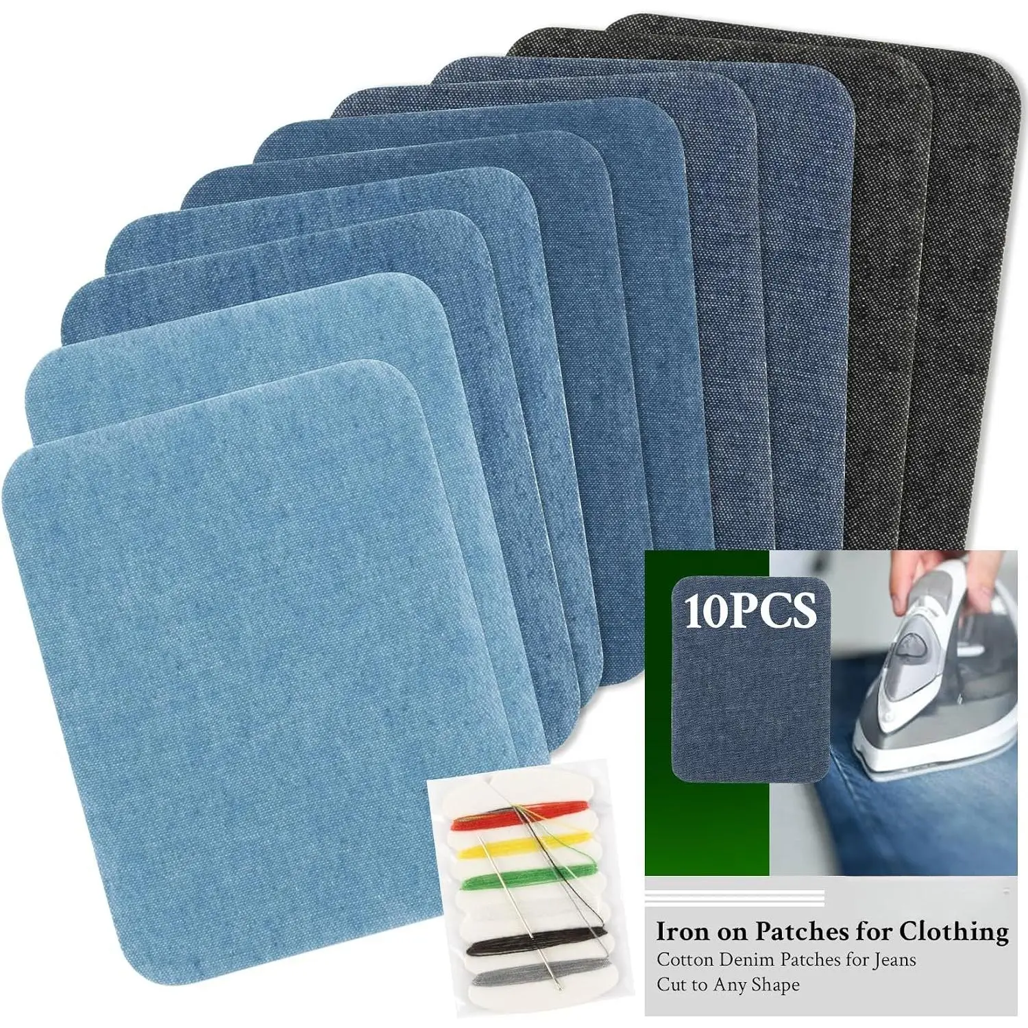 Iron  Patches for Clothes - 10 count Denim Patches for Inside Jeans