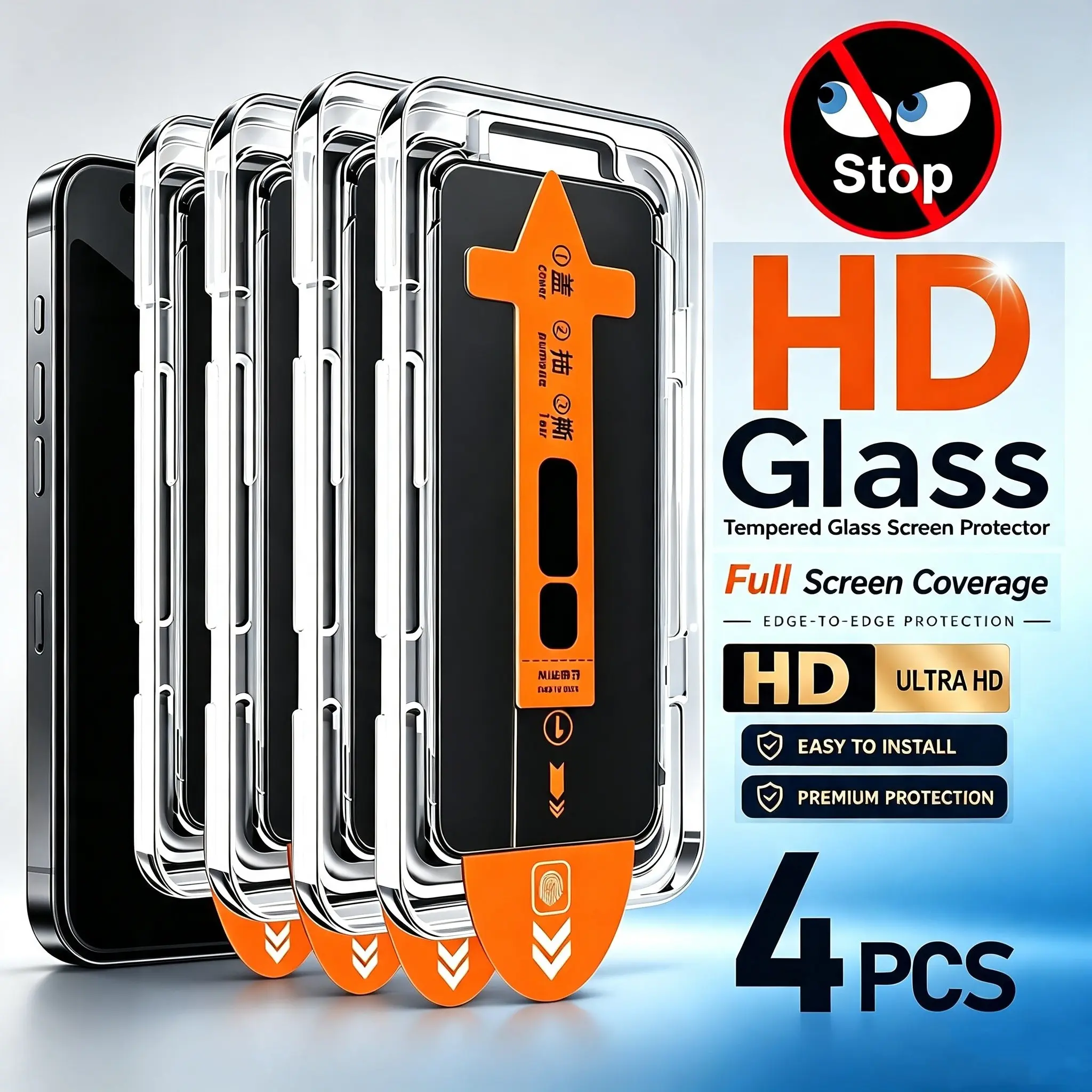 4 Pcs Full Cover Privacy Tempered Glass Screen Protector For Samsung Galaxy A17 A07 A37 A57 A16 A26 A36 A56 A15 A25 A35 A55 A14 A24 A34 A54 A73 A53 5G A52 A52S A32 5G A12 Dedicated Tempered Glass Film, 9H+ Hardness, Anti-Scratch