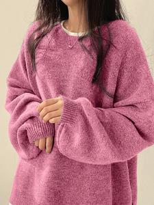 【plus size】 solid drop shoulder split hem sweater, chic casual long sleeve round neck knitwear jumper for fall & winter, sweaters for women, women's plus clothing for daily wear, clothes for women, soft knitting tops