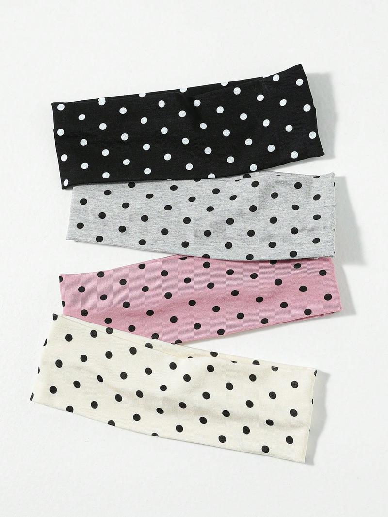 4-pack Polka Dot Pattern Hair Band, Casual Simple Hair Accessories for Women & Girls, Minimalist Headwear Suitable for Thick Hair