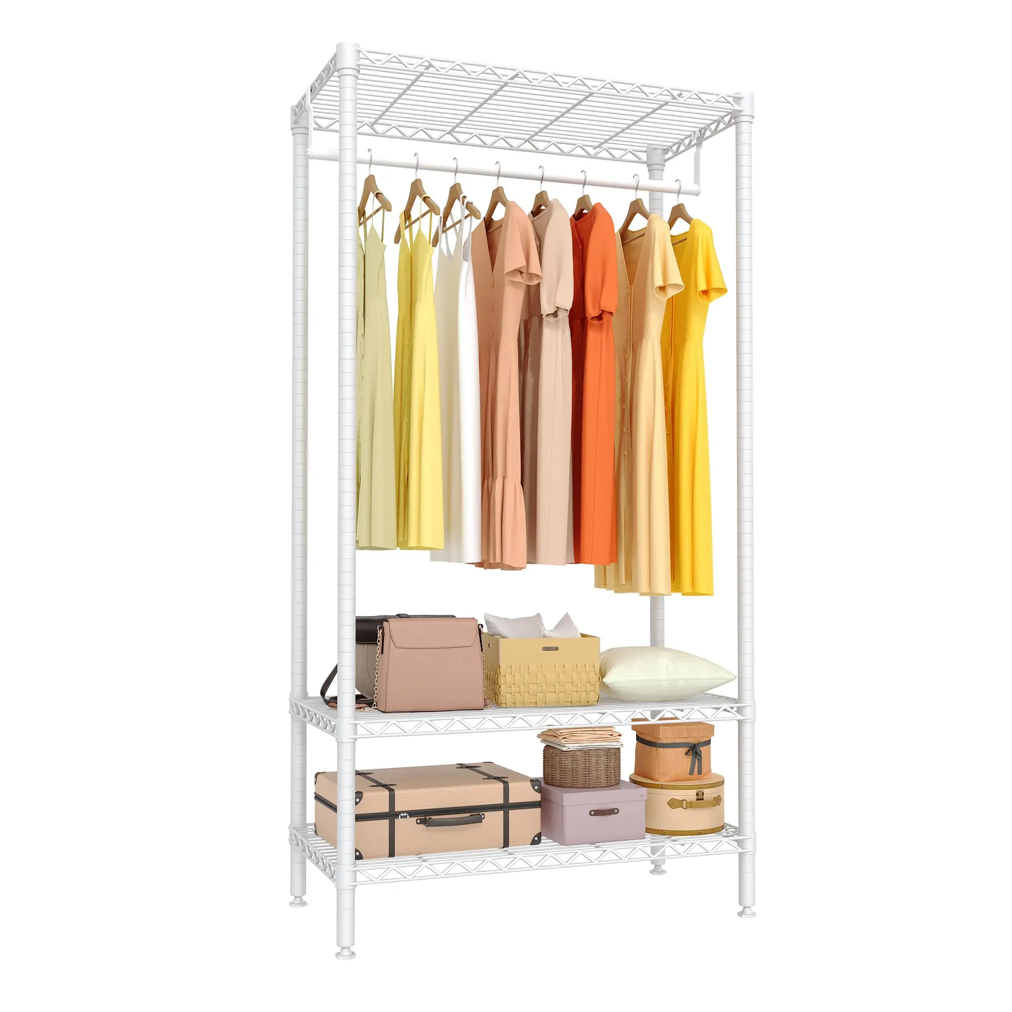 Heavy Duty 3-Tier Adjustable Clothes Rack – Metal Freestanding Garment Organizer, Portable Storage for Bedroom, Laundry, Dorm & Apartment, Space-Saving