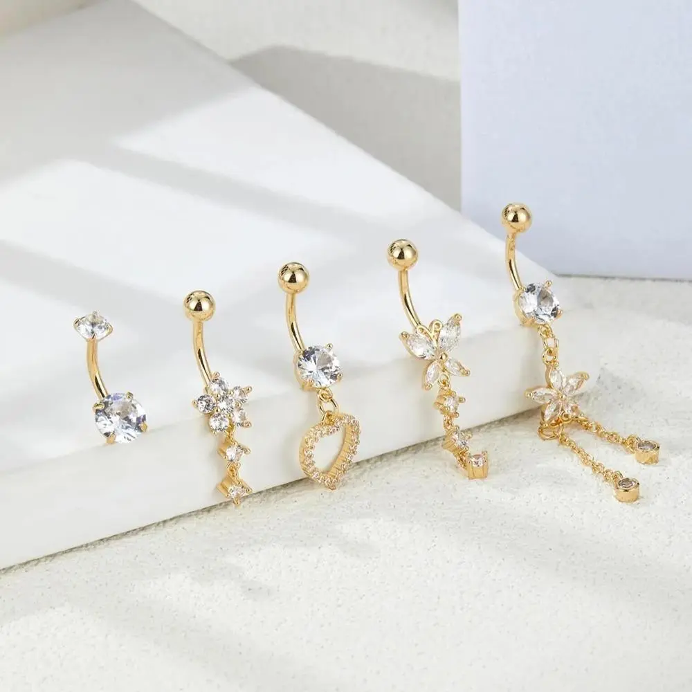 Exquisite Rhinestone Belly Ring Gift Set 30g | Fashion Women's Body Jewelry | Elegant Navel Piercing Ring for Birthday & Everyday Wear