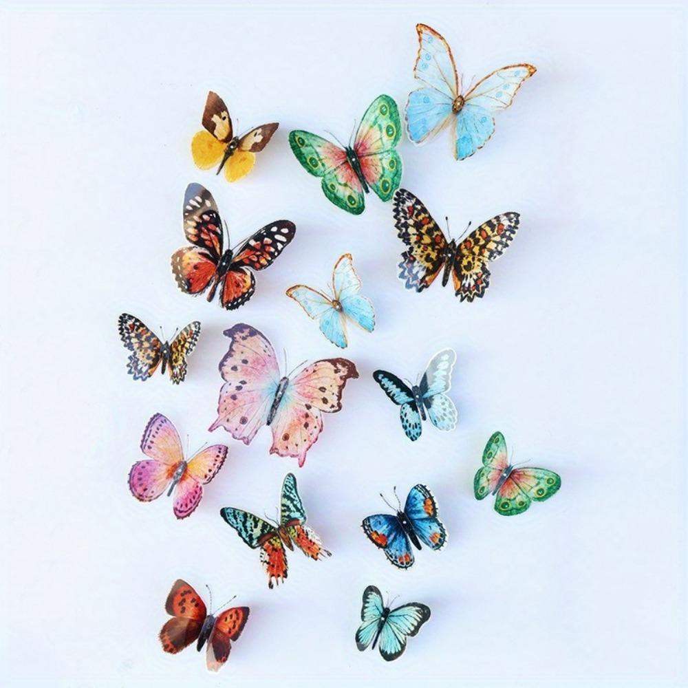 Plastic Butterfly Decorations, 36pcs/set 3D Watercolor Butterfly Decoration, Party Decoration Supplies, Party Favors, Gifts for Wedding, Birthday, Festival