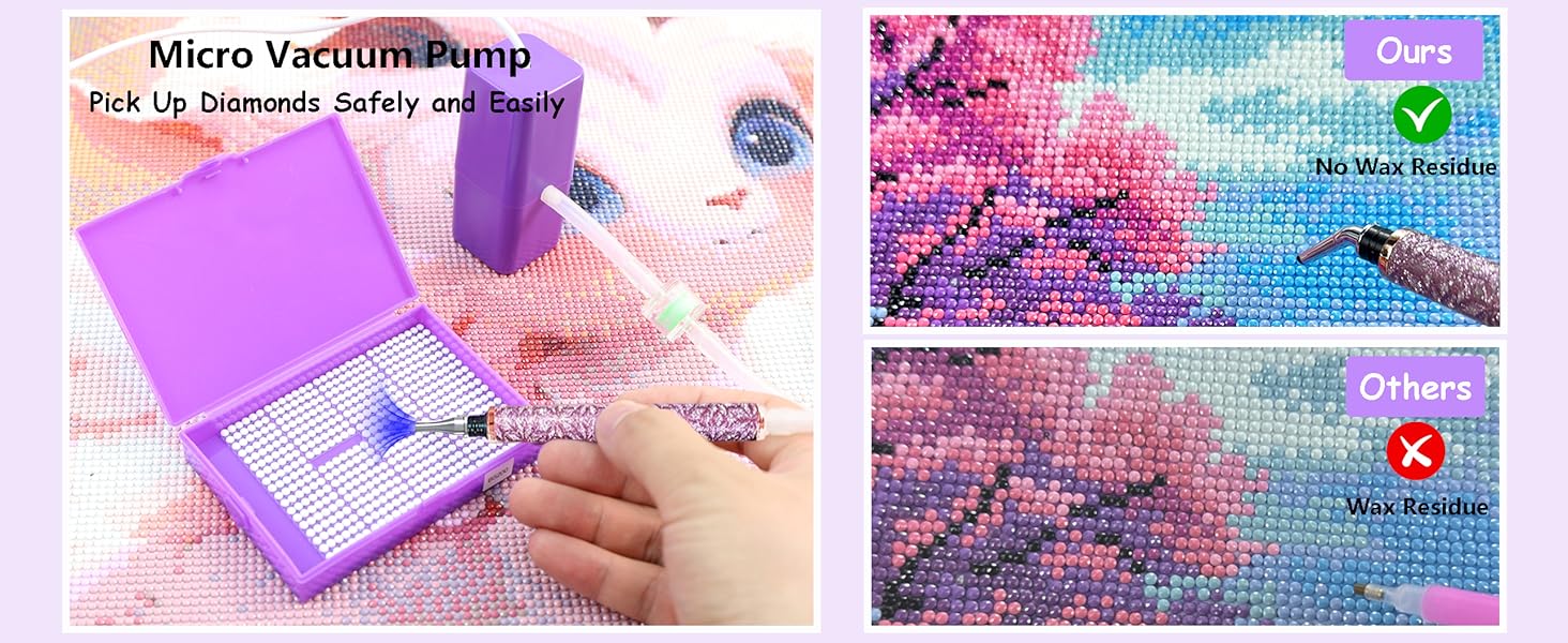 Muzagroo Art Electric Diamond Painting Pen with Adjustable Suction for Adults, Vacuum Pen for Diamond Art with Storage Bag, Diamond Painting Accessories Tools E-Painter Pen No Need Wax (Blue)