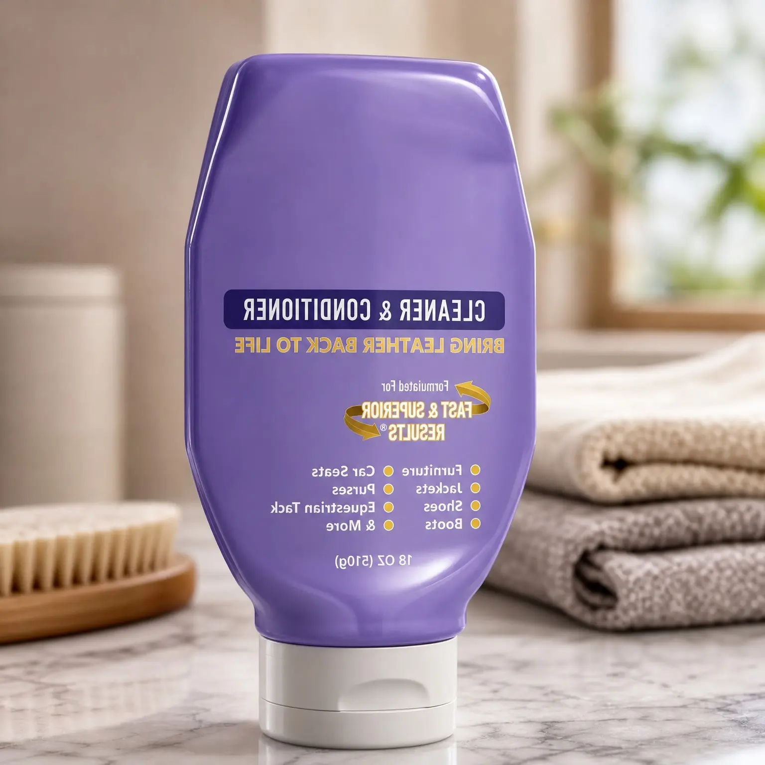 18oz Leather Cleaner and Conditioner – Restores Shine, Softness & Color to Real Leather on Furniture, Car Seats, Handbags, Jackets, Boots, Saddles, Purses & ShoesGift
