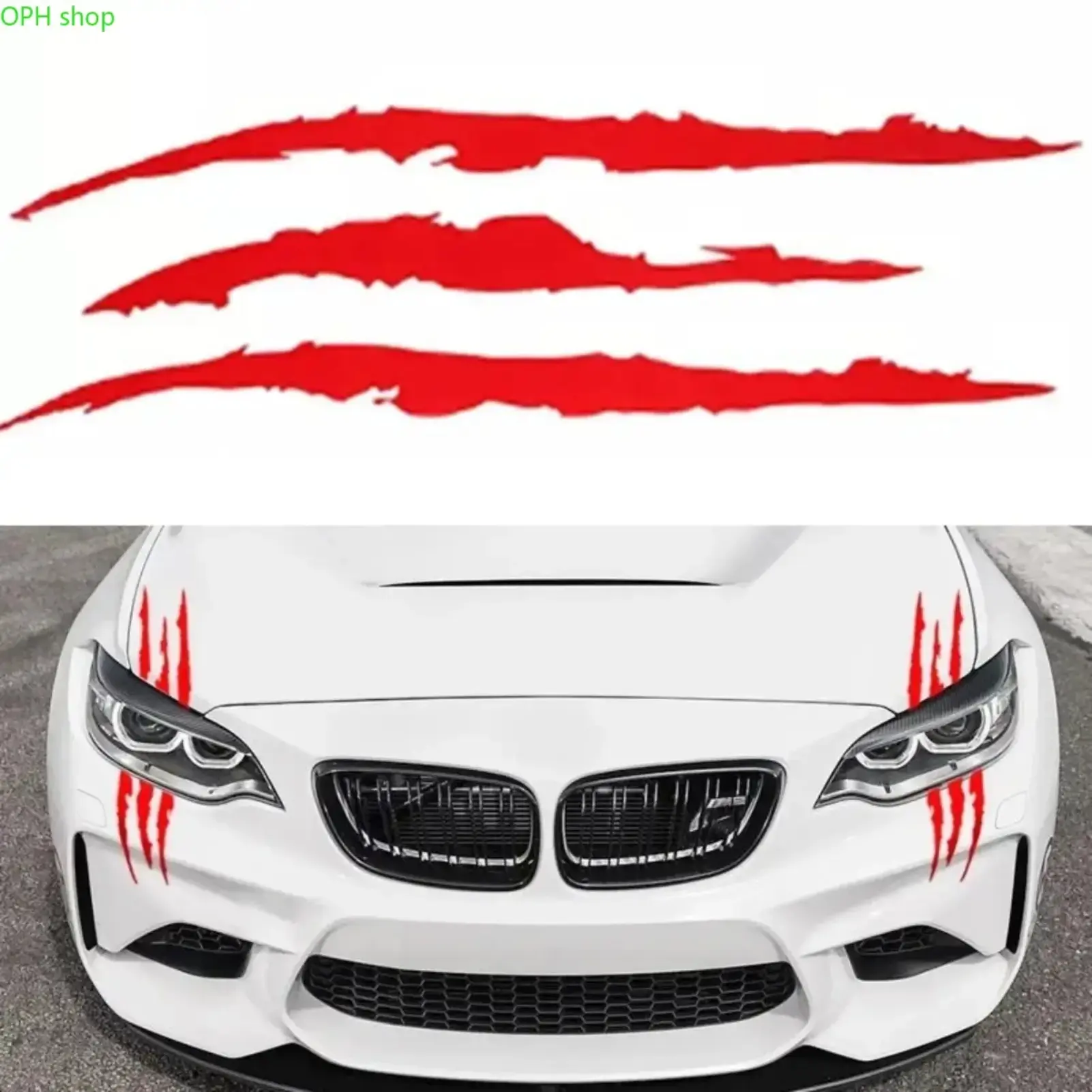 4-Pack Reflective PET Car Headlight Stickers, 15.7x4.7in Claw Mark Design, Waterproof Durable Auto Exterior Accessories, Universal Fit for Cars Trucks SUVs, Sporty Safety Accents