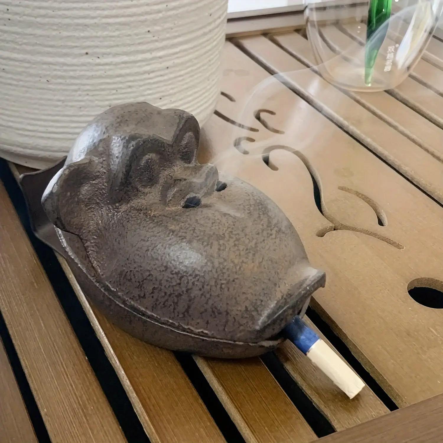 Cigar Ashtray — Cast Iron Monkey-Shaped Ashtray, Outdoor Cigar Ashtray, Creative Gorilla Ashtray with Lid, Outdoor Ashtray, Cool Cigar Ashtray for Home and Office Desktop Decor Costume Jewelry & Accessories