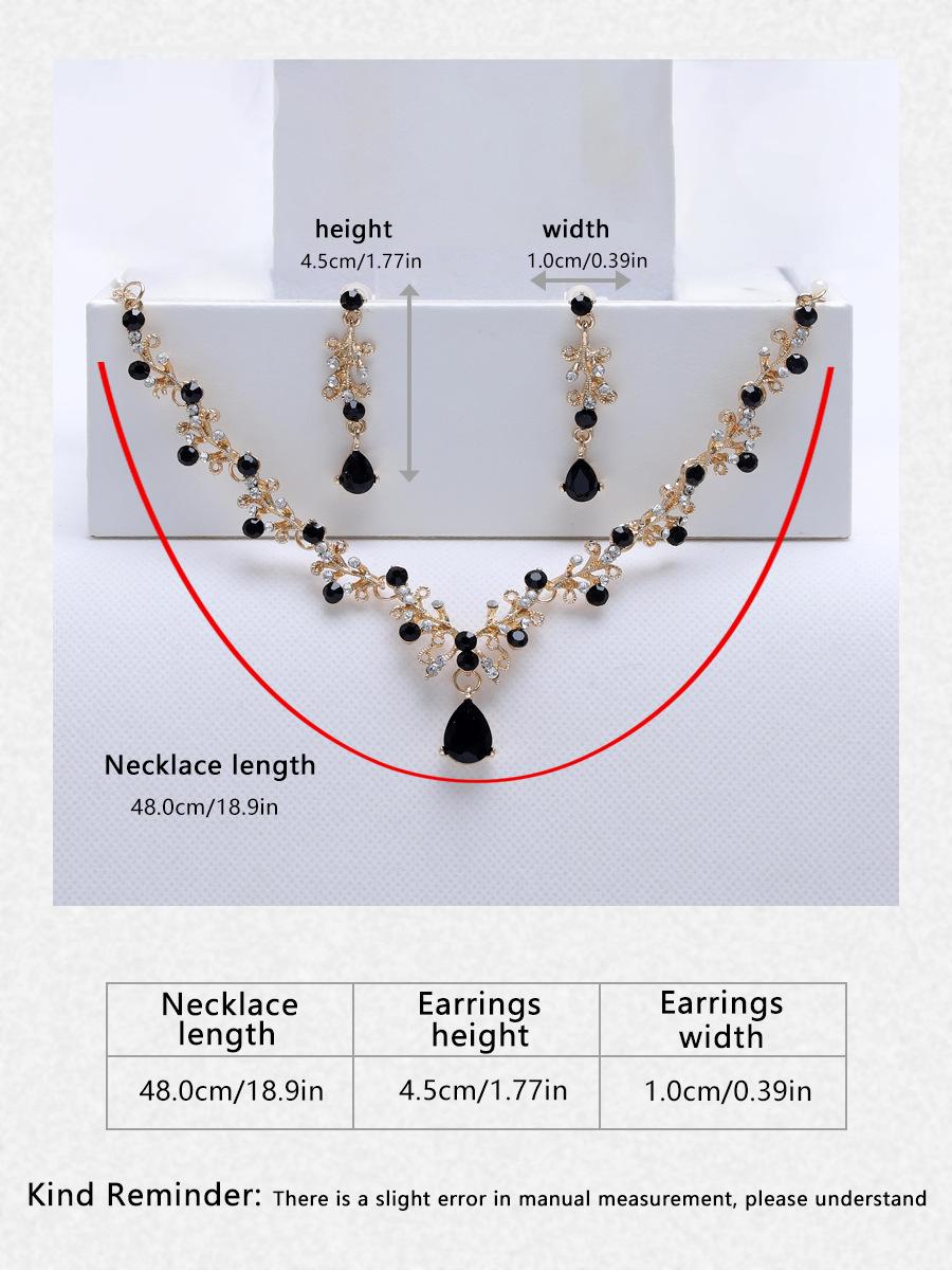 Vintage Emerald Green Teardrop Necklace Set, Women's Necklace & Earrings Set, Luxury Bridal Jewelry for Wedding & Banquet