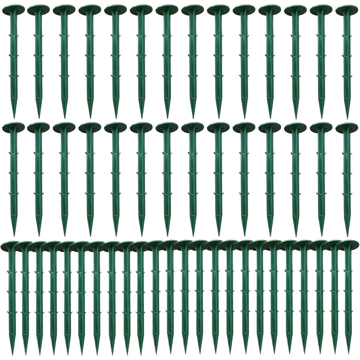 50 Pack Landscape Fabric Stakes Green Plastic 6.3" Landscape  Weed Barrier Pins Anchoring Spike Garden Stake for Woven Ground Cover Cloth Gardening Farming Yard Lawn Edging Weed Control
