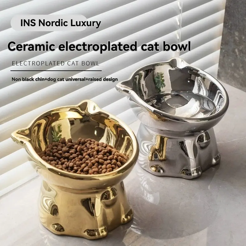 Smooth Ceramic Bowl for Cats, Prevents Chin, Keeps Your Cat Clean, Ideal for Daily Use, Dignified Design, Perfect Gift for Pet Owners
