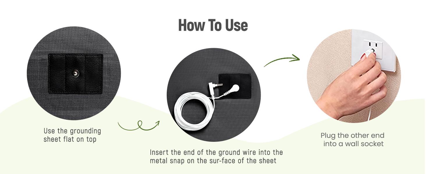 Grounding Sheets, Grounding Mat for Bed 90% Cotton+10% Pure Silver Fiber Grounded Earth Sheets Sheet for All Mattress Sizes Queen Cal King Full Twin, 106"x23.6" (Black)