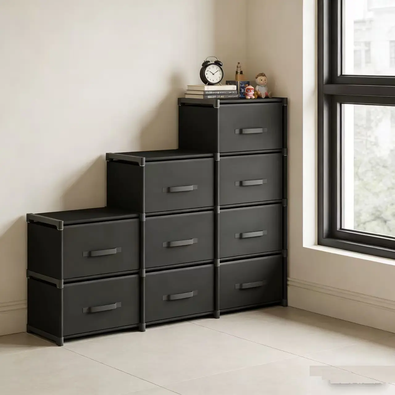 Office Drawer Cabinet, Multi-Drawer Metal Fabric Storage Organizer, Minimalist Home Storage, Easy Assembly, Office & Bathroom Storage