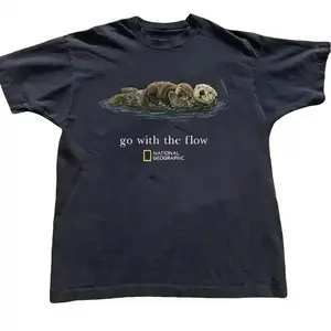 Otter Go With The Flow Graphic T-Shirt Unisex Vintage Style Animal Lover Gift Cute Sea Otter Tee Nature Inspired Shirt, pure cotton, breathable, comfortable