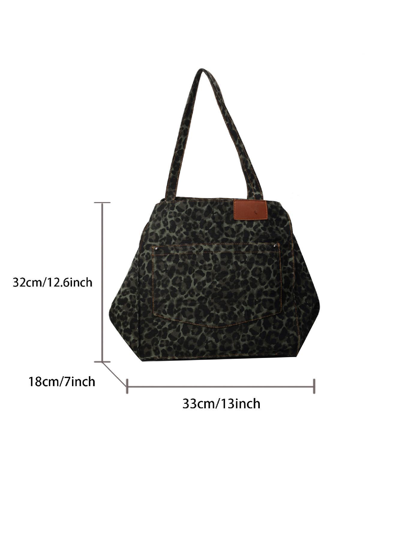 Leopard Pattern Tote Bag, Leopard Print Tote, Casual Fashionable Shoulder Bag for Women & Girls, Trendy Versatile High-quality Daily Commuting Bag
