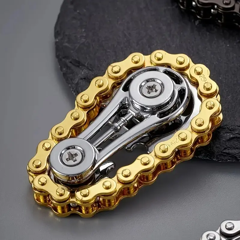 Trendy Stress-Relief Finger Chain Gear Fidget Spinner, Mechanical Metal Sensory Toy, Sensory Stress Reliever, Sensory Fidgets for Anxiety Relief, Durable Design, Gift Idea #GLOBAL PICKS