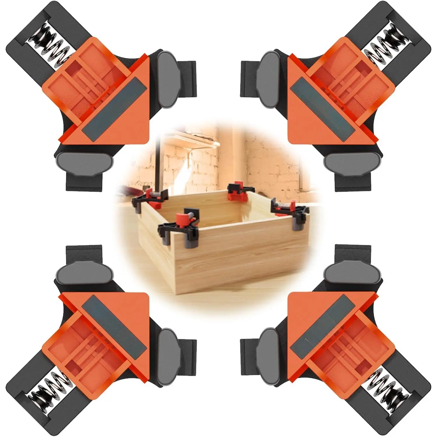 Corner Clamp  Woodworking, 90 Degree Right Angle Clamp, Wood Clamps, 4Pcs Adjustable Spring Loaded Woodworking Clamp, Gifts  Him, Birthday Gifts  Men, Photo Framing, Orange New model