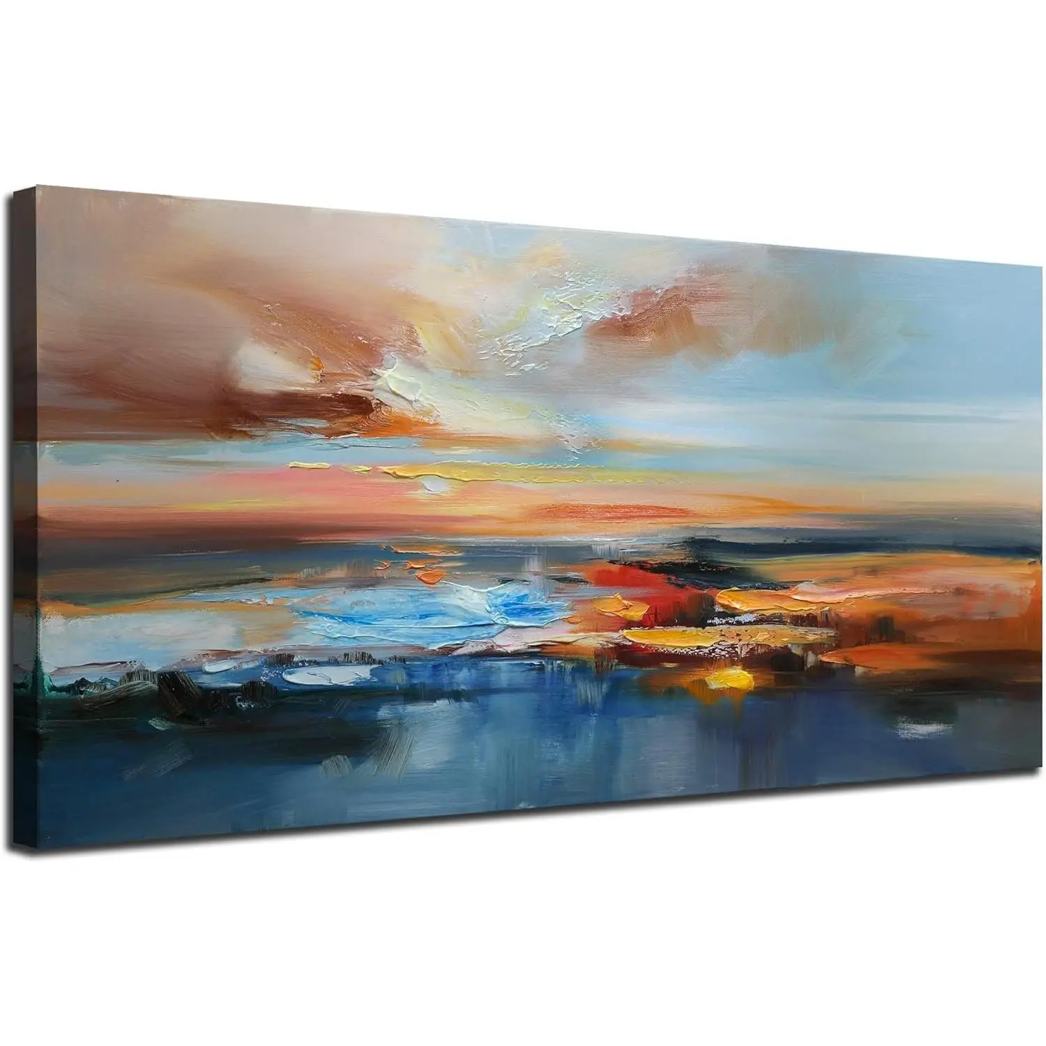 Brushart Abstract Wall Art Large Landscape Canvas Wall Art Pictures Paintings Wall Decor Living Room Textured Artwork for Dining Room Walls Bedroom Home Office, 48"x24"