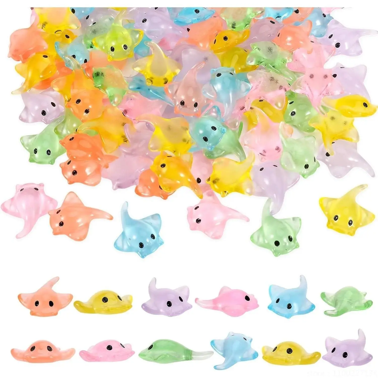 100/50Pcs Miniature Sting Ray Figurines Sculpture Realistic Resin Sting Ray Cake Topper Mini Sting Ray Sea Animal Figurine