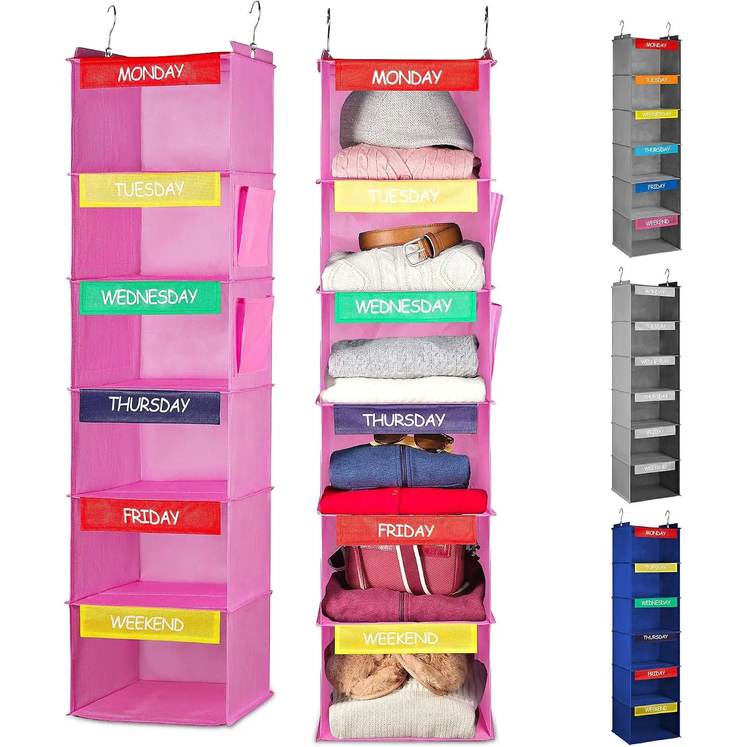 Clothes Organizer for  - 6-Shelf Closet Daily Clothing Organization Labeled Shelves with Days of The Week Monday Through Friday, Weekday and  ()