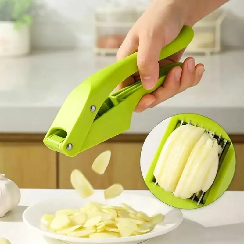 2-in-1 Multifunctional Garlic Press for Pressing Mash Garlic and Sliced Garlic Vegetable Squeezer for Home Cooking Masher Tool