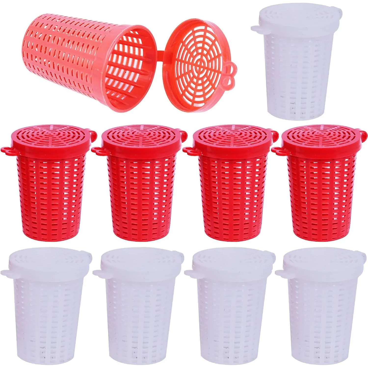 10 Pack Fishing  Cage  Feeder Holder Box Large Size Baits Case Barrel Fish Lure Plastic Basket Fishing Tackle Kit Gear Tool for Fish Shrimp Earthworm Crab Catfish Cast Net