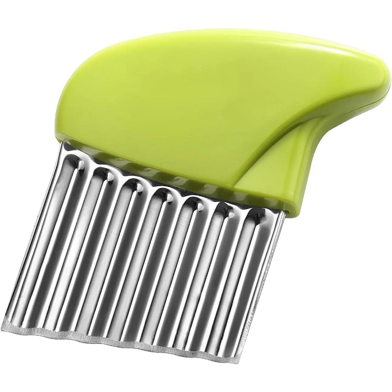 Crinkle  Stainless Steel  Veggies Wavy Chop  Fry Slicer | Comfortable Green Handle  and Deep Waves Crinkle  Chip for Carrot Zucchini Pickled Cucumber Dishwasher Safety