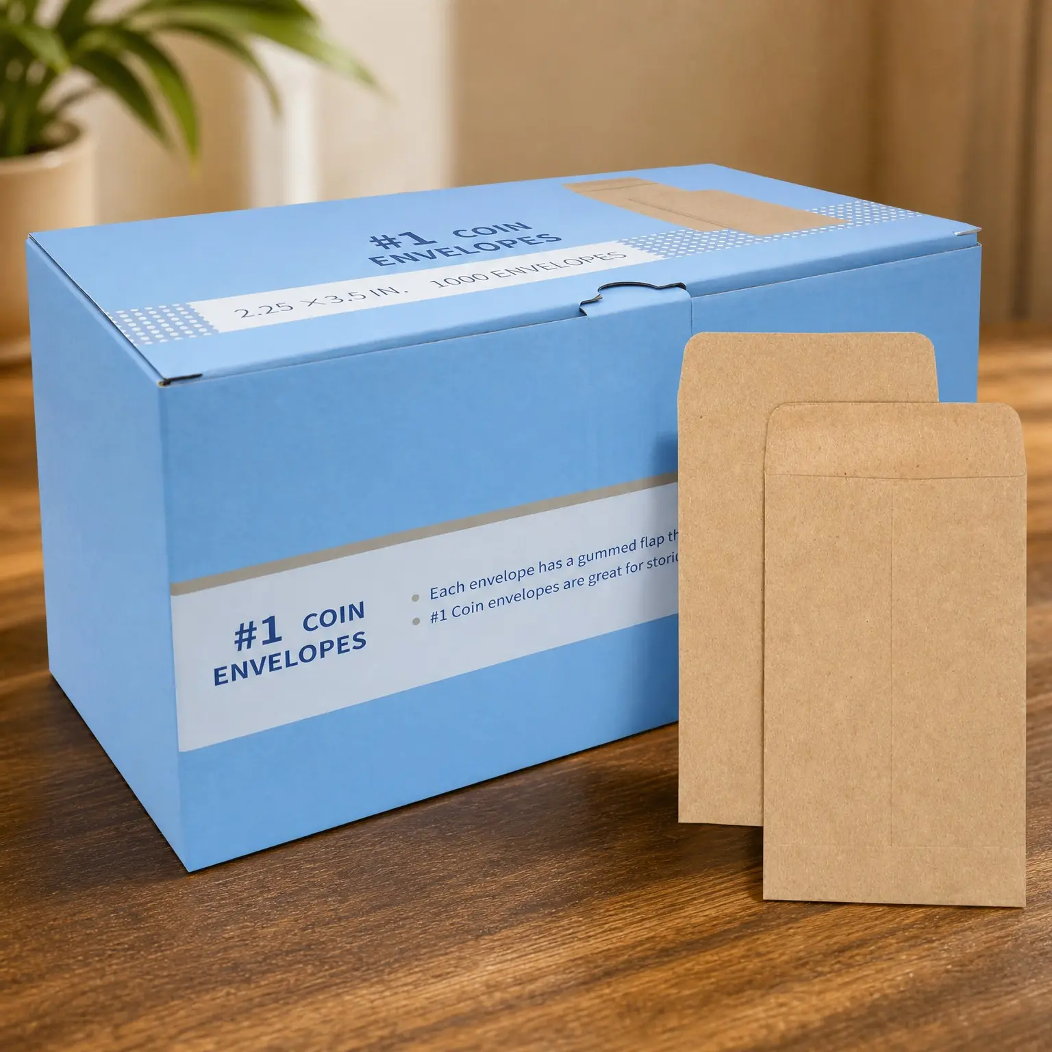 1000 Pcs Brown Kraft Small Coin Envelopes 2.25" x 3.5" with Gummed Flap, Mini Envelopes for Storing Seeds, Keys, Stamps, Tips and Small Items(Gift)